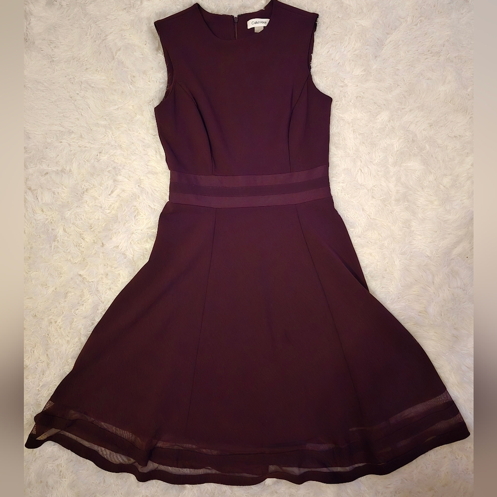 Calvin Klein Elegant Sleeveless Purple Dress